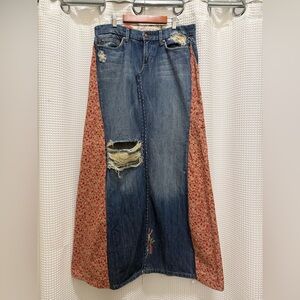 Y2K Vintage Upcycled Denim Maxi Skirt – One-of-a-Kind